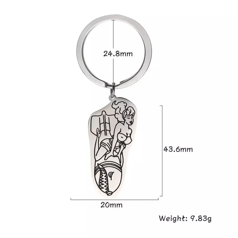 Steel Pinup Bomb Keychain - Picture 2 of 2